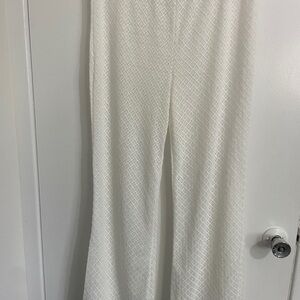 Amazon White Textured Wide Leg Pants